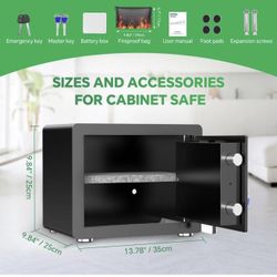 🥨Safe Box with Digital Keypad & Alarm System - Electronic Lock Box for Jewelry Cash with Adjustable Shelves - Includes LED Light & Fireproof and Wate