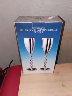 Silver Plated Millennium Champagne Goblet Set of 2