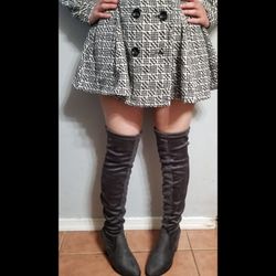 Elevator over knee boots Vegan Suede dark gray