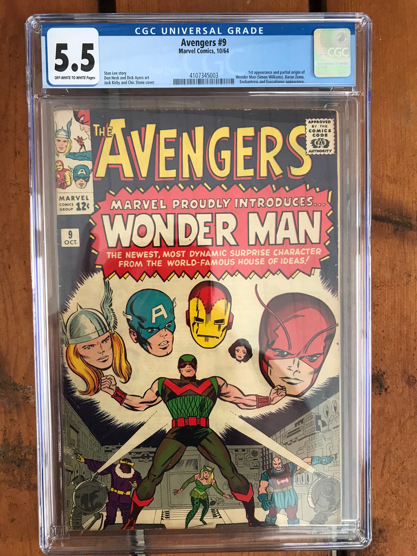 Avengers #9 (1964) CGC 5.5 — O/w to White Pages; 1st & Origin Wonder Man (Simon Williams)