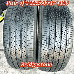 Pair of 2 bridgestone tires 225/60/r17 ‼️ free instalation and balance ‼️