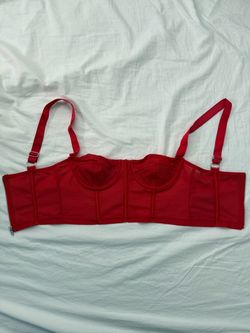 Red Mesh Corset Bustier Crop Top