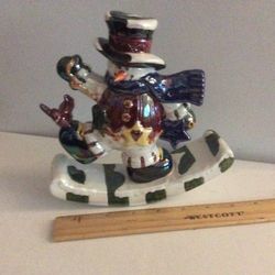 Vintage Colorful Rocking  Snowman