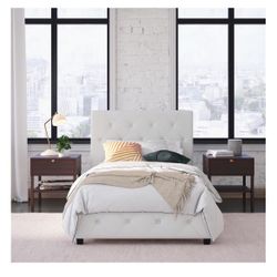 Upholstered Platform Bed, Twin, White
