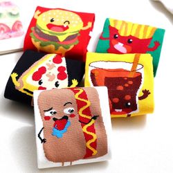 5 Pairs Lovely Fast Food Socks, One Size Adult Ankle Socks 