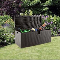 150 Gallon Deck Box Outdoor Backyard Storage Lockable And Waterproof