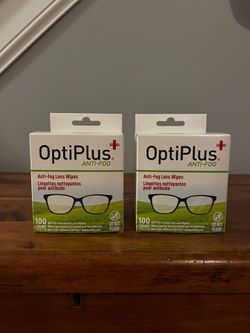 NEW OptiPlus Anti-Fog Lens Wipes – 2 Boxes (200 Total Wipes)
