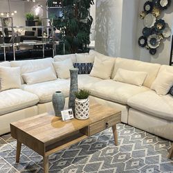 Hobson 6-Piece Reversible Cushion Modular Sectional Off-White Only 10$  Payment 