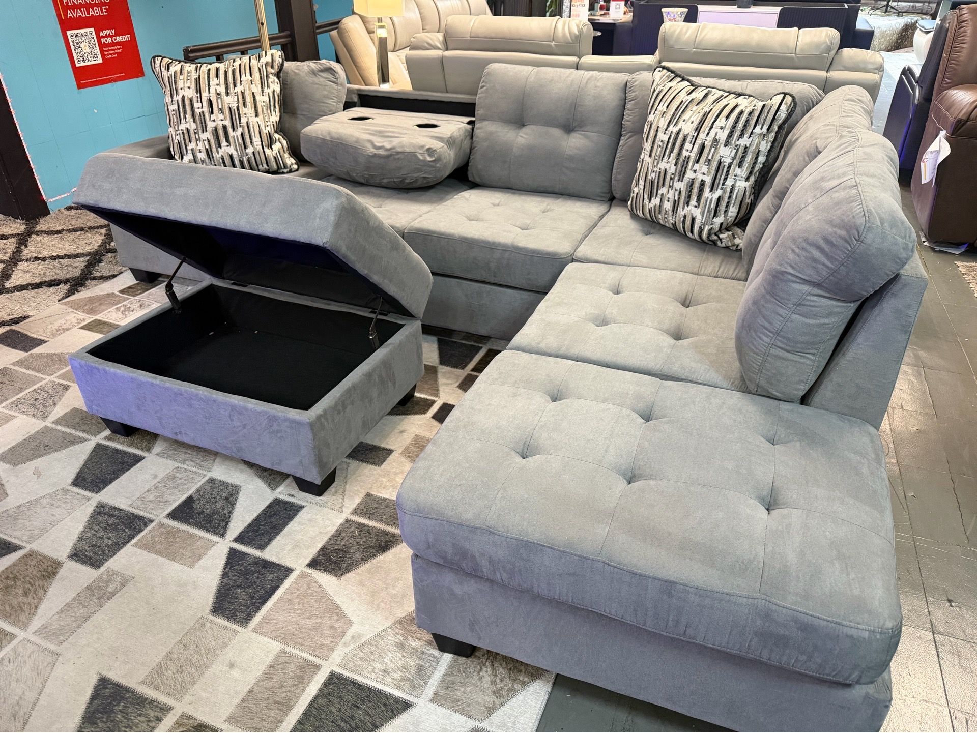 Upgrade your living space with our Cozy Corduroy Sectional โ now with a FREE Storage Ottoman!
