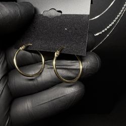 925 Silver (gold Over Silver) Hoops Earrings 20mm