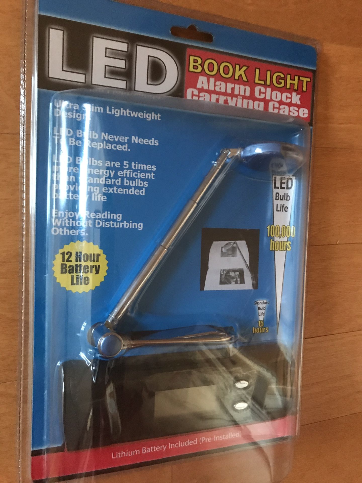 LED Book Light Alarm Clock Carrying Case