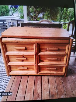 Log dresser and bed