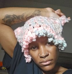 Crocheted chunky beanie