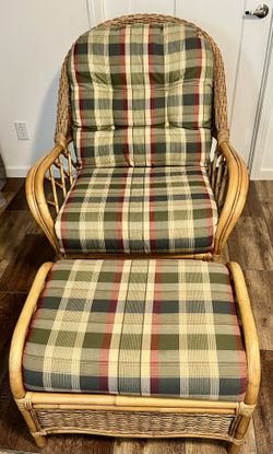 Braxton Culler Rattan Chair & Ottoman Honey w Revolution Performance cushions