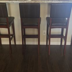 Bar Stools – Set of 5 (Solid Wood, Cushioned)