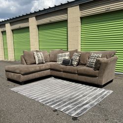 (FREE DELIVERY) Brown Sectional 