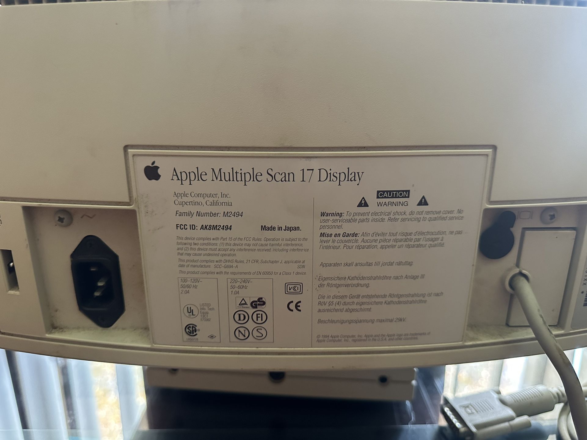Apple Multiple Scan 17” Display CRT Monitor for Sale in Fort 