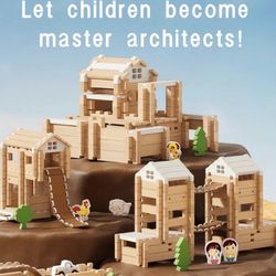 Wooden Building Blocks Construction Set for Kids Ages 3-8,Preschool Learning Toys