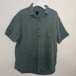 J.Crew Mens XL Gauze Short Sleeve Button Up Shirt Sage Green Textured Pocket