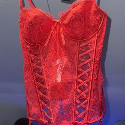 Victoria’s Secret Red Lace Up Corset 