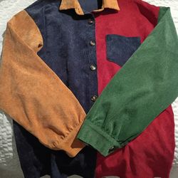 ROMWE Vintage Style Corduroy Long Sleeve Button Up Shirt 