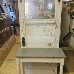 Rustic hall tree bench and coat rack