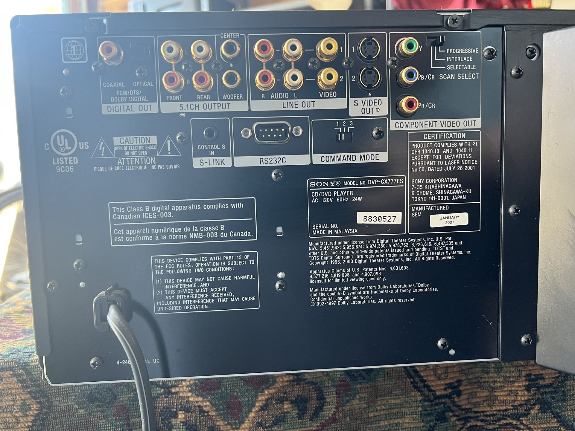 Sony 400 Disc And DVD Jukebox Black Model Dvp-cx777es for Sale in