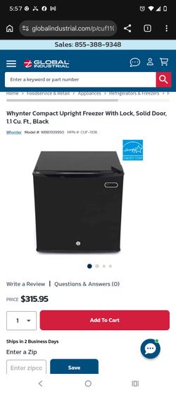 Whynter 1.1 Cu. Ft. Compact Upright Freezer Black