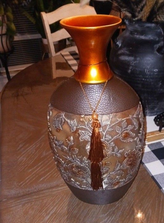 Brown And Bronze Floral Table Top