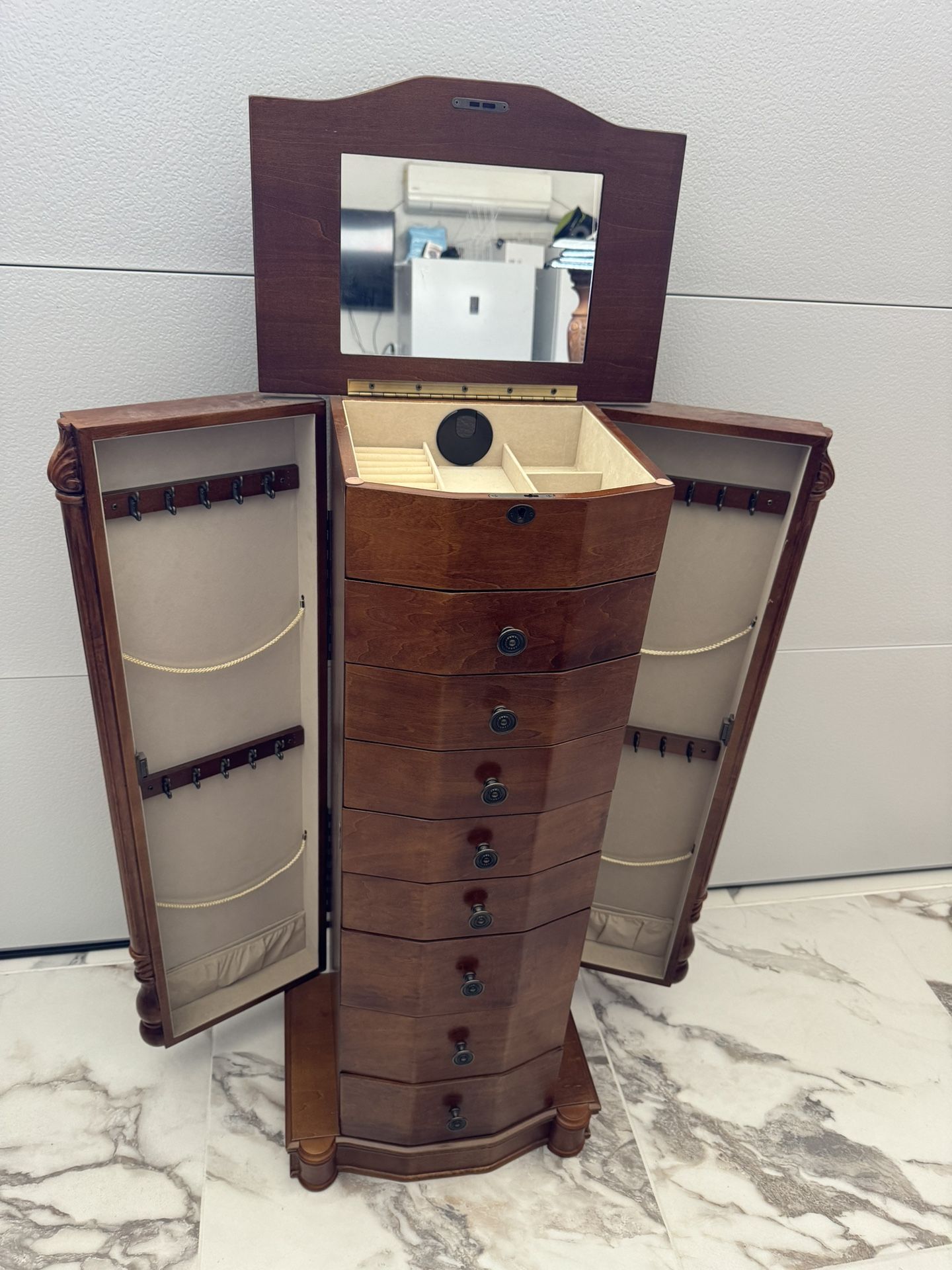 Hives and Honey Elizabeth Walnut Jewelry Armoire