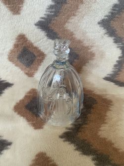 Vintage Artmark Lead Crystal Hand Bell W/ Harp Handle Harp & Flower Design