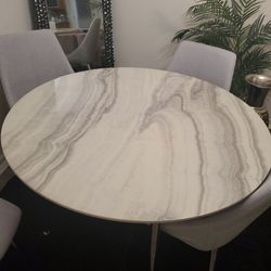 Marble Like Dining Set-Dining Table +4 Chairs
