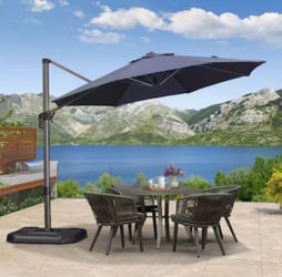 Purple Leaf 10’ Cantilever Umbrella, Navy Blue - XH10