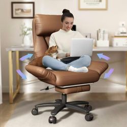 New assembled Office Chair with Pets Friendly Seat, Plus Size Criss Cross Desk Chair, Big and Tall Office Chair with Foot Rest, Reversible Armrests & 