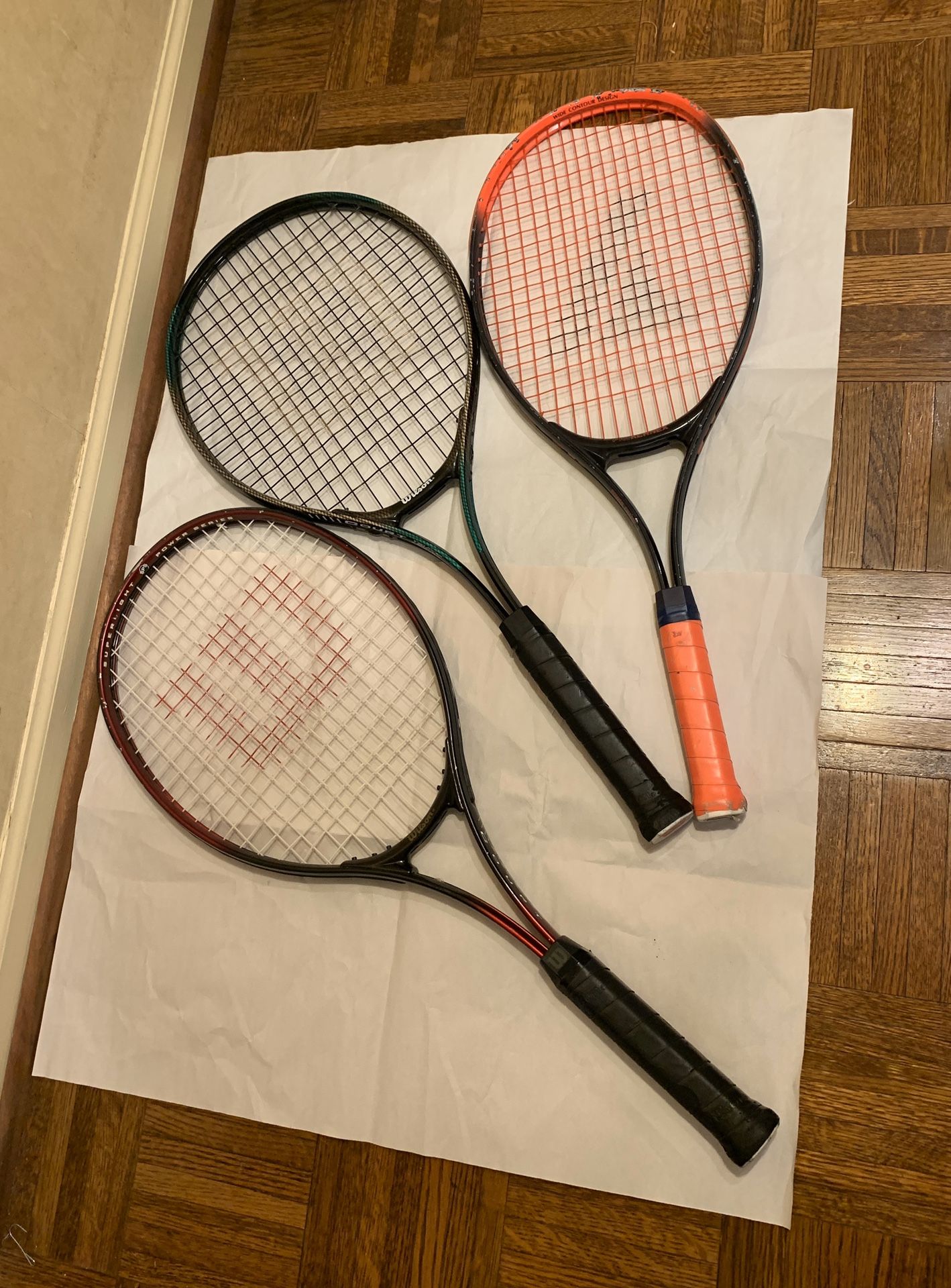 Tennis rackets (set of 3) and 2 covers