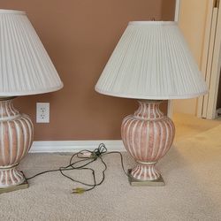 High End Pair of Table Lamps Terracotta