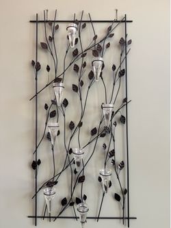 Large Metal Vine Wall Sconce with Glass Votive Holders