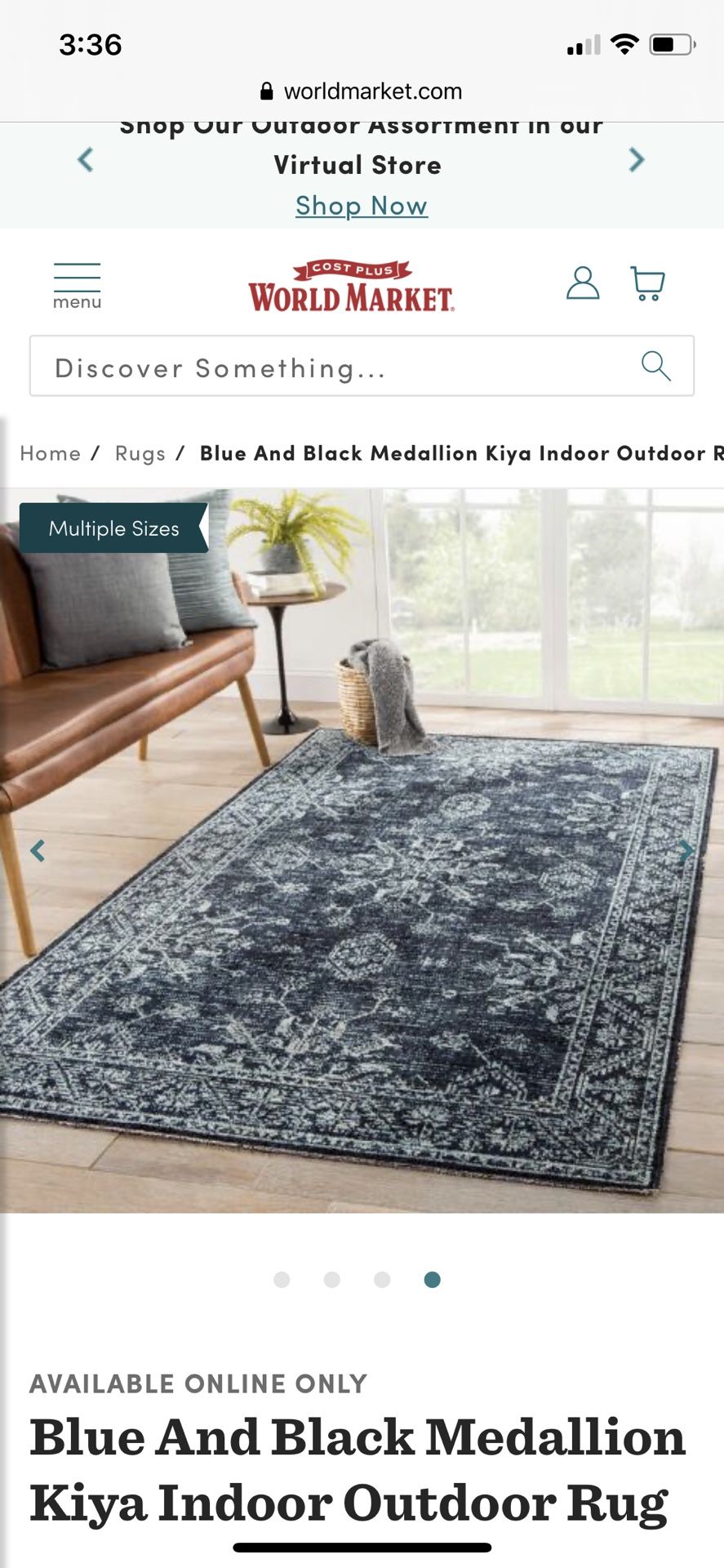 World Market Blue And Black Medallion Kiya Indoor Outdoor Rug