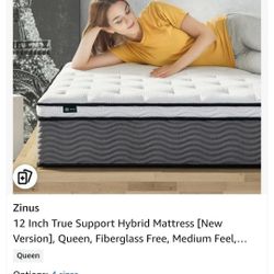 Zinus Queen size Mattress+Bed frame
