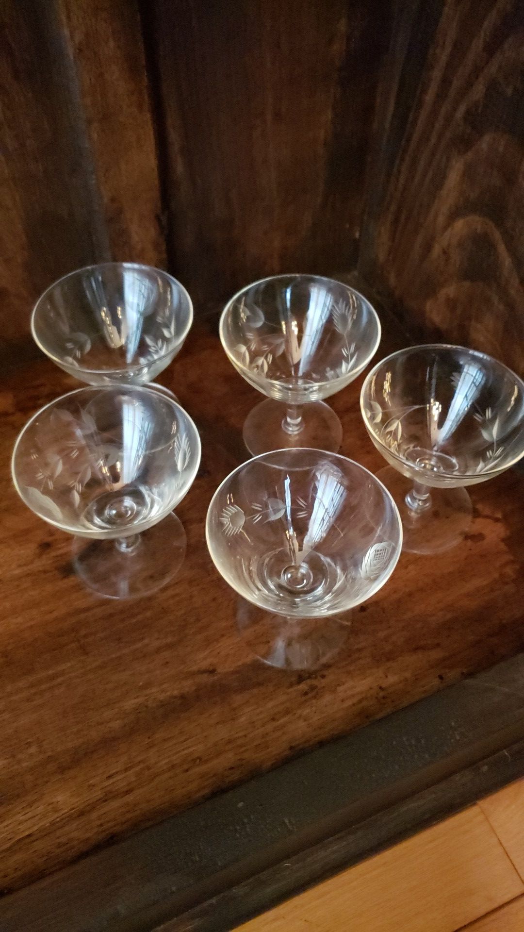 5 Antique Champagne Glasses - Moving must sell