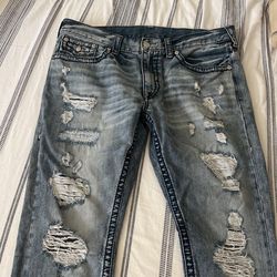 True Religion Blue Distress Jeans 38