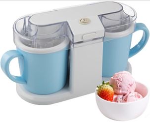 Classic Cuisine Double Bowl Ice Cream Maker, Blue, 11.5” x 6.5” x 7”
1QT Ice Cream Machine for Sorbet, Gelato, Frozen Yogurt and More - Kitchen Applia