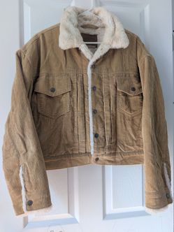 Levi's Premium Men's Corduroy Sherpa Lined Trucker Jacket - Tan/Ivory M