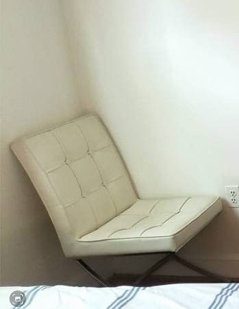 Faux leather white chair 