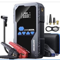 AUTOONE 8000A Jump Starter with Air Compressor (All Gas/10L Diesel), 150PSI Car Jumper Starter Portable, Jump Box Tire Inflator with LED Flashlight, L