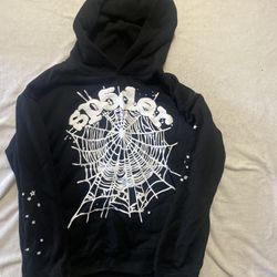 OG Sp5der Black Web Hoodie Large