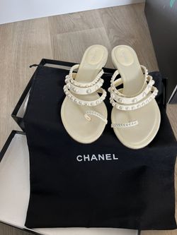 Chanel Sandals With Pearls Worn Once