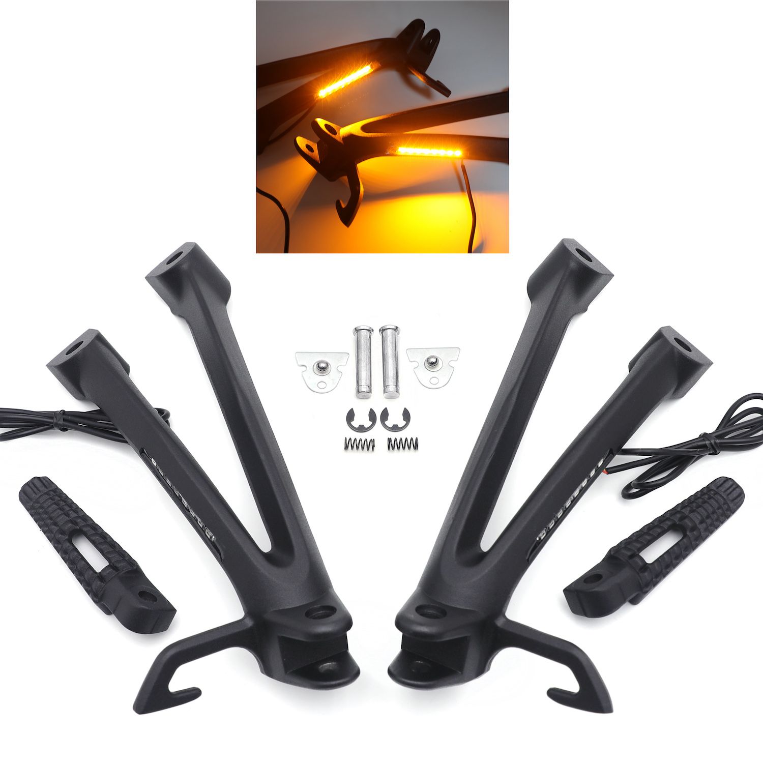 Black Rear Passenger Footrest Bracket LED Signal For 06-07 Suzuki GSXR 600 750 PN: MT390-013A-BK