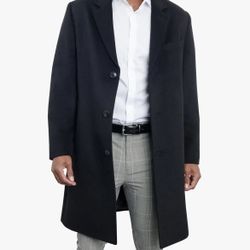 New Men’s Long Woolen Coat 38 XS Black London Fog Very Nice And Warm