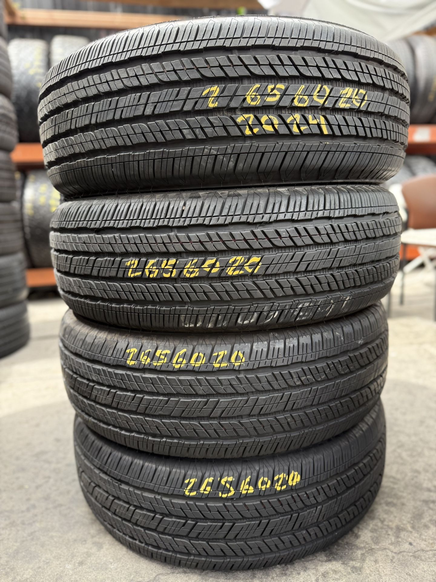 20” tires semi new bridgestone 265/60/20 with free installation $400